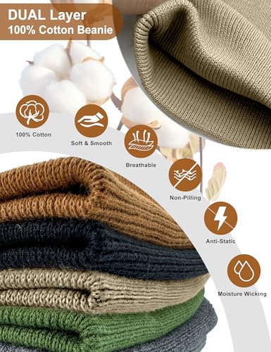 vidsel 100% Cotton Beanie Hat for Men Women, Soft Cuffless Knit Skull Cap - color: 1pc-khaki
