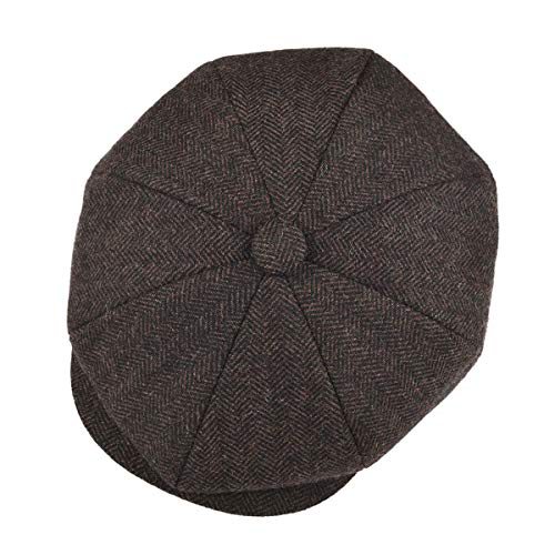 BOTVELA Men's 8 Panel Wool Blend Newsboy Flat Cap - color: Coffee, size: 7 5/8