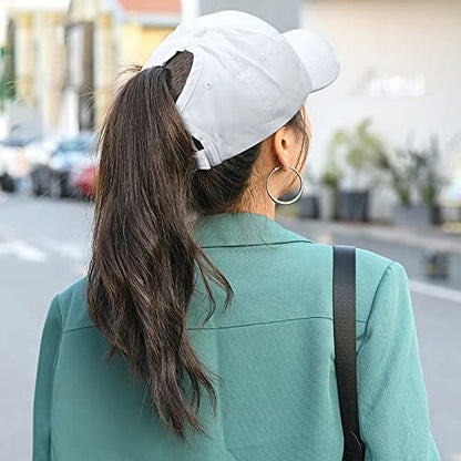 Women Distressed Ponytail Baseball-Hat Cotton Adjustable Baseball-Cap - color: White