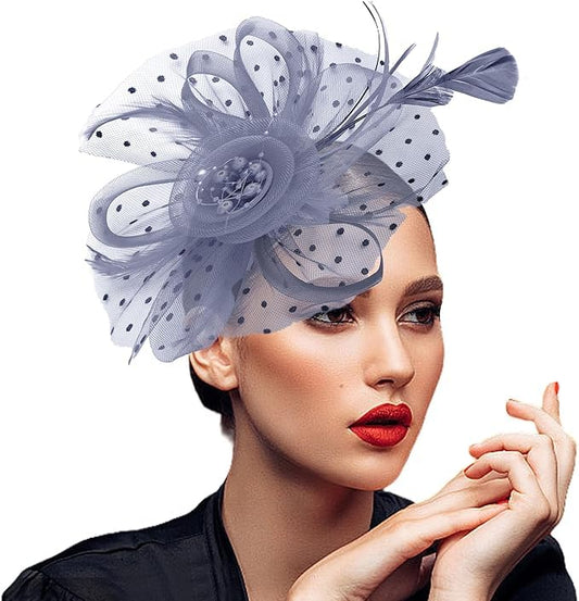 Fascinators Hats 20s 50s Pillbox Hat Cocktail Tea Party for Women (Grey, One Size) - color: Grey