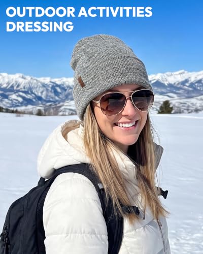 Beanie for Men Women, Winter Double Layer Warm Hat Skull Cap - color: Black+camouflage+grey