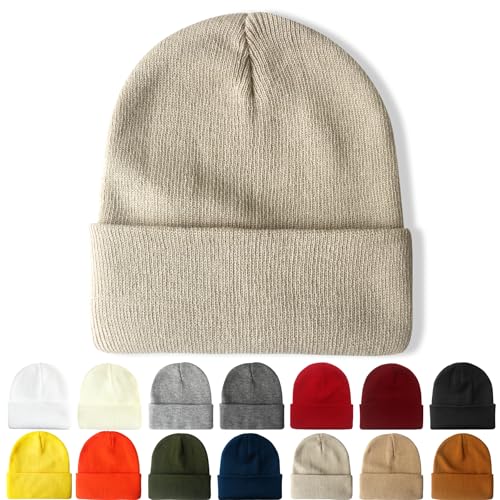 NPQQUAN Beanie for Women Winter Hats for Mens Beanie Cuffed Knit Beanies - color: Darkbeige