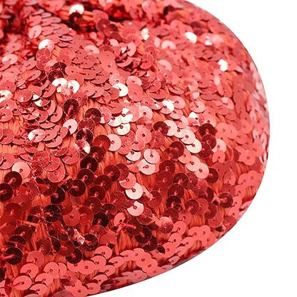 JUMISEE Sparkly Sequin Berets for Women Girls Fashion Beanie Hat Costume Accessories for Festival Party Dance - color: Red