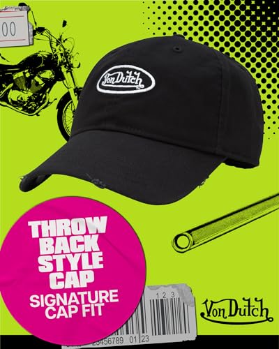 Von Dutch Unisex Cotton Canvas Baseball Cap, Curved Brim, Snapback - color: Black