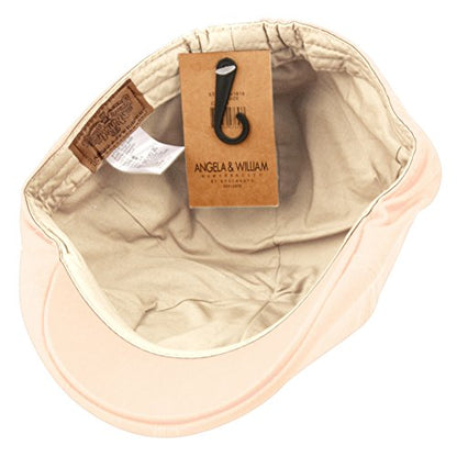 Men’s Flat Cap – 6 Panel Duckbill Ivy Hat, Lightweight Cotton Driving Cap with Elastic Band, Classic Newsboy Golf Hat - color: Cream