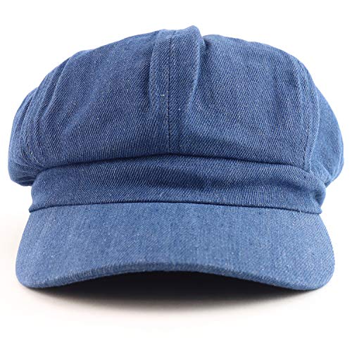 Women's Lightweight 100% Cotton Soft Fit Newsboy Cap with Elastic Back - color: Denim