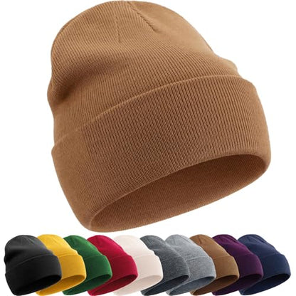 ROYBENS 100% Cotton Beanie Hat for Women Men Warm Winter Hats Knit Beanies - color: Brown