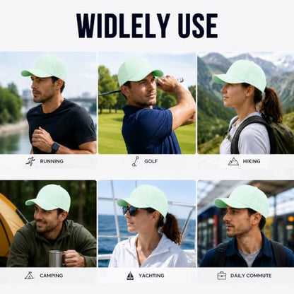 Quick Dry Baseball Cap Curved Brim Snapback Hat Mesh for Men Women - color: Lightgrey+aquagreen+lightblue