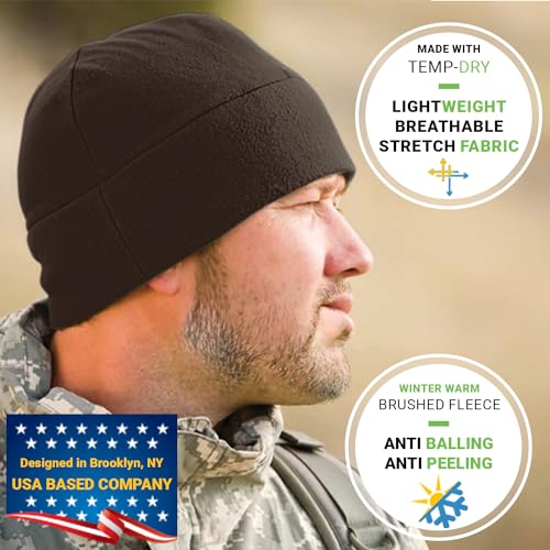 Temple Tape Tactical Fleece Watch Cap Beanie – Skull Cap Fleece Hat - Mens & Women - color: Deep Brown, size: One Size
