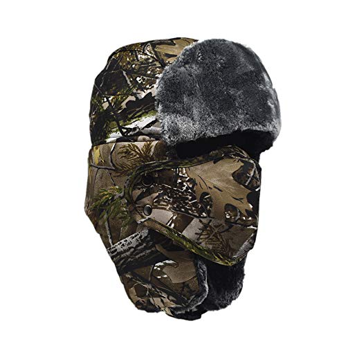 Camouflage Winter Bomber Trapper Hats Ushanka -Men Women Russian Trooper Ear Flaps Ski Snow Cold Weather Fur Mens Caps - color: Camouflage - Yellow