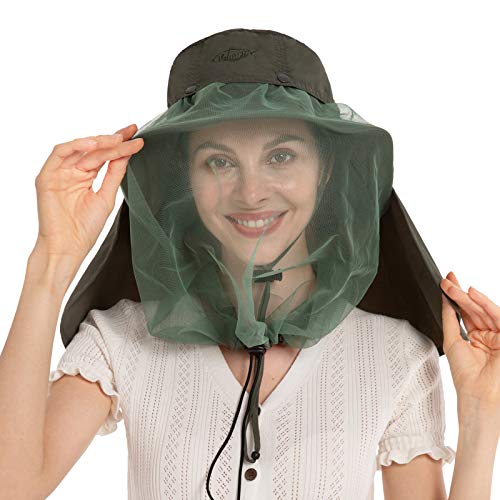 Palmyth Head Net Hat, Sun Hat Safari Hat - color: Army Green