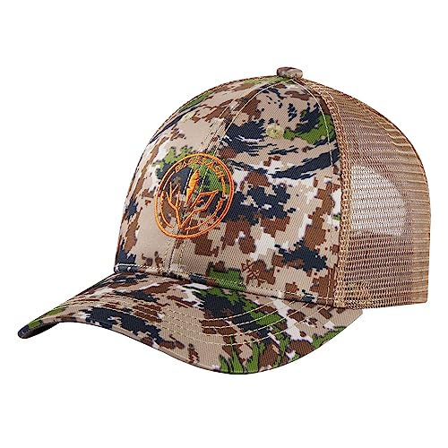 BASSDASH Altimate Fishing Hat Mesh Back for Men Women Adjustable Baseball Trucker Cap - color: Highland