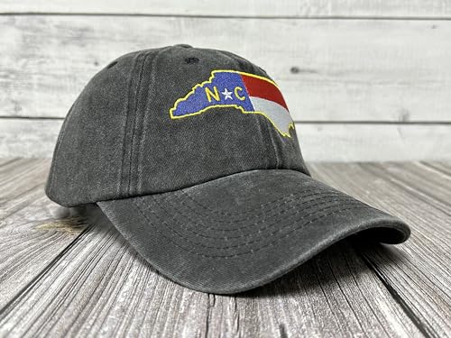 America State City Flag Hats - color: North Carolina Flag (Washed Black)