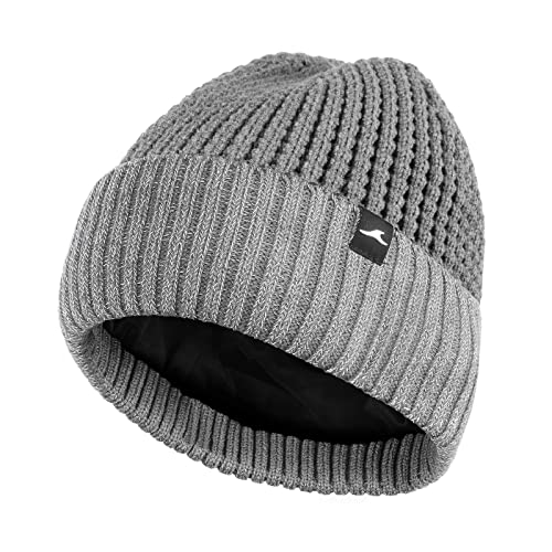 Achiou Reflective Beanie for Men Women, Fleece Lined Winter Cuffed Hat - color: Grey