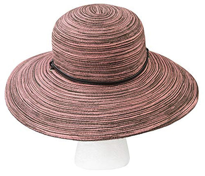 Sloggers Women's Wide Brim Braided Sun Hat with Wind Lanyard - UPF 50+ Maximum Sun Protection - color: Pink