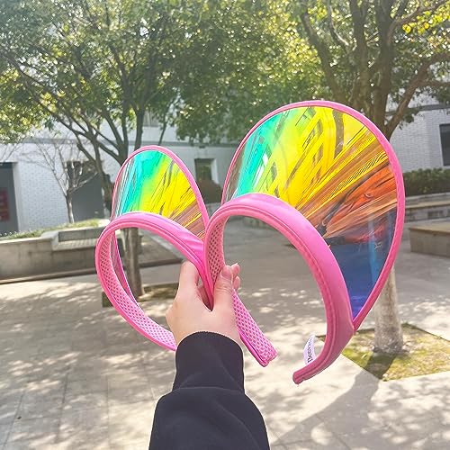 2 Pack Sun Visor Hats Women Men Clip-on Iridescent Clear Sport Outdoor Cap - color: 2pack,pink