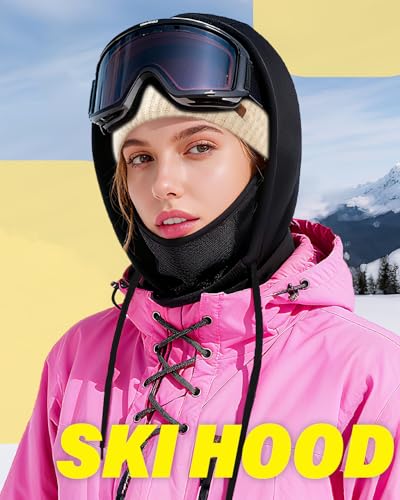 JOEYOUNG 3 in 1 Winter Balaclava Hood Face Mask with Ear Loops, Fleece Breathable Ski Mask for Men Women Cold Weather - color: Gray