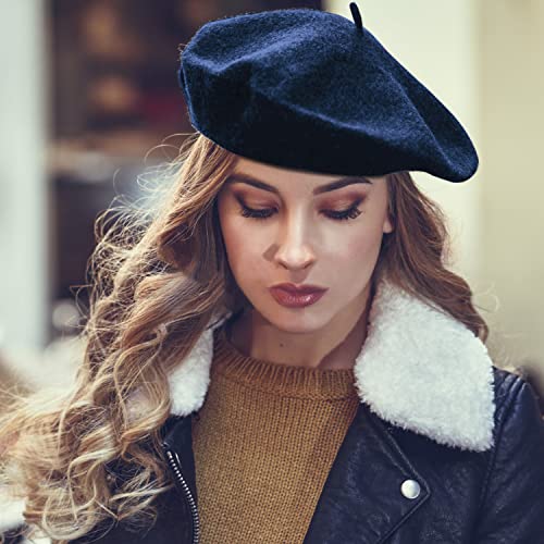 Jolbndcv 6PCS Beret, French Beanie, Outdoor, Winter, Fashion Lady Hat - color: Black, Camel, Big Red, Royal Blue, Navy Blue, Rose Red