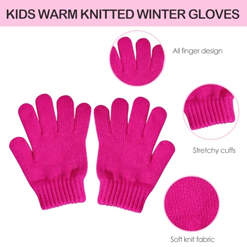 Girls Winter Hat and Gloves Set, Kids Cat Knit Beanie with Earflaps - color: Hot Pink, size: 2-4 Years
