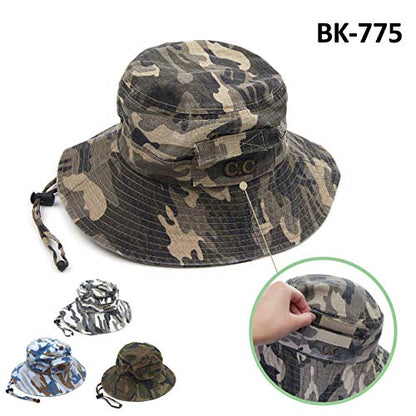 C.C Cotton Bucket Waterproof Reflective Holographic Bucket Hat (BK-773,775,776,777,778,785,925,929,3906,3920,3923,KB-004) - color: Camo Print-grey