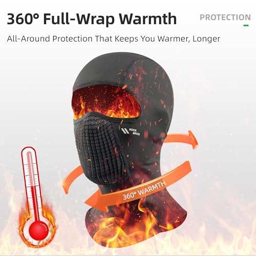 ROCKBROS Fleece Breathable Balaclava Ski Mask for Men Women Windproof - color: White