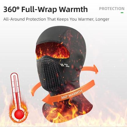 ROCKBROS Fleece Breathable Balaclava Ski Mask for Men Women Windproof - color: White