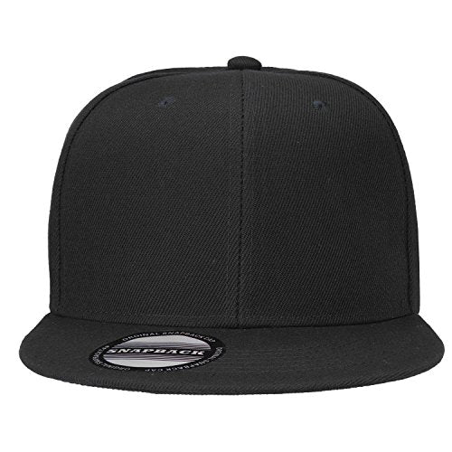 Falari Wholesale 12 Pack Snapback Hat Cap Hip Hop Style Flat Bill Blank Solid Color Adjustable Size - color: 12-pack Black