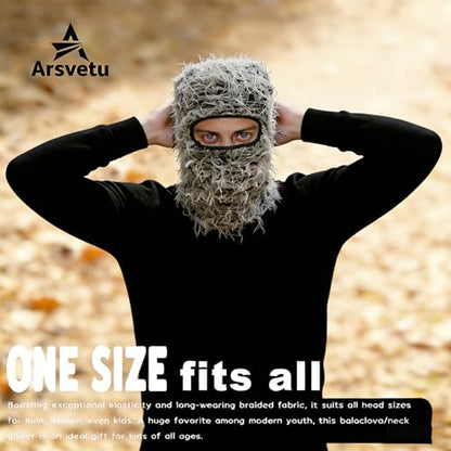 Distressed Ski Mask Balaclava, Yeat Shiesty Knitted Full-Face Mask - color: Blackash