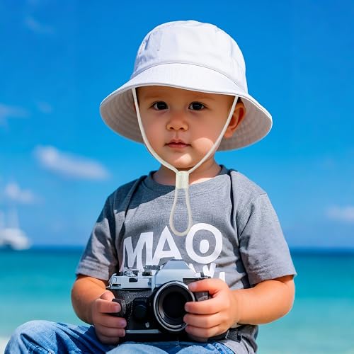 Baby Boy Sun Hat Toddler Bucket Beach Hat Girl UPF 50+ Cotton Linen - color: Denim Blue, size: 3-6 Months