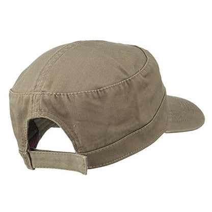 Garment Washed Adjustable Army Cap - color: Dark Khaki