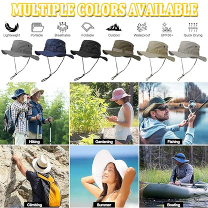 Taeku Sun Hat, Unisex Wide Brim Bucket Hat Sun Protection Cap Breathable Boonie Hat for Fishing Hiking Gardening Safari - color: Brown