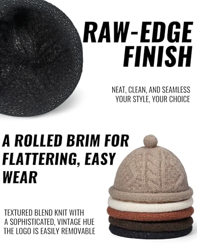 Croogo Brimless Hats Winter Watch Cap No Visor Knit Beanie Sailor Fisherman Docker Cap - color: Browngreen