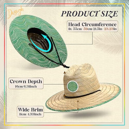 Cuffbow 2 Pack Straw Sun Hats for Women Men - style: Wave Stripe