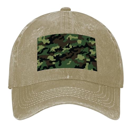 Vintage Baseball Cap Cotton Adjustable Dad Hats Washed Cowboy Hat Green Military Camo Trucker Hat for Men Women - color: Sand Colored-style