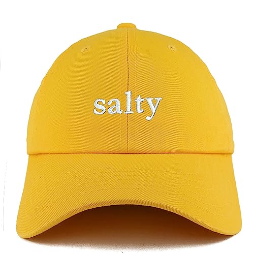Trendy Apparel Shop Salty Embroidered Solid Adjustable Unstructured Dad Hat - color: Gold