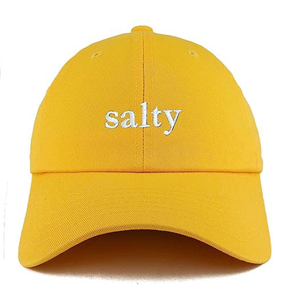 Trendy Apparel Shop Salty Embroidered Solid Adjustable Unstructured Dad Hat - color: Gold