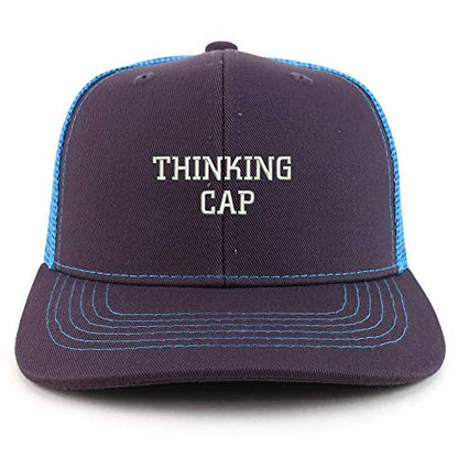 Trendy Apparel Shop Thinking Cap Washed Two Tone Trucker Baseball Cap - color: Charcoal Sky Blue