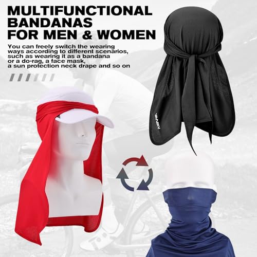 YANIKY Bandanas Skull Cap for Men Women 3-in-1 Breathable Neck Drape Do Rag - color: Black+black