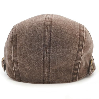 Denim Newsboy Cap for Unisex Adjustable Cotton - color: Coffee