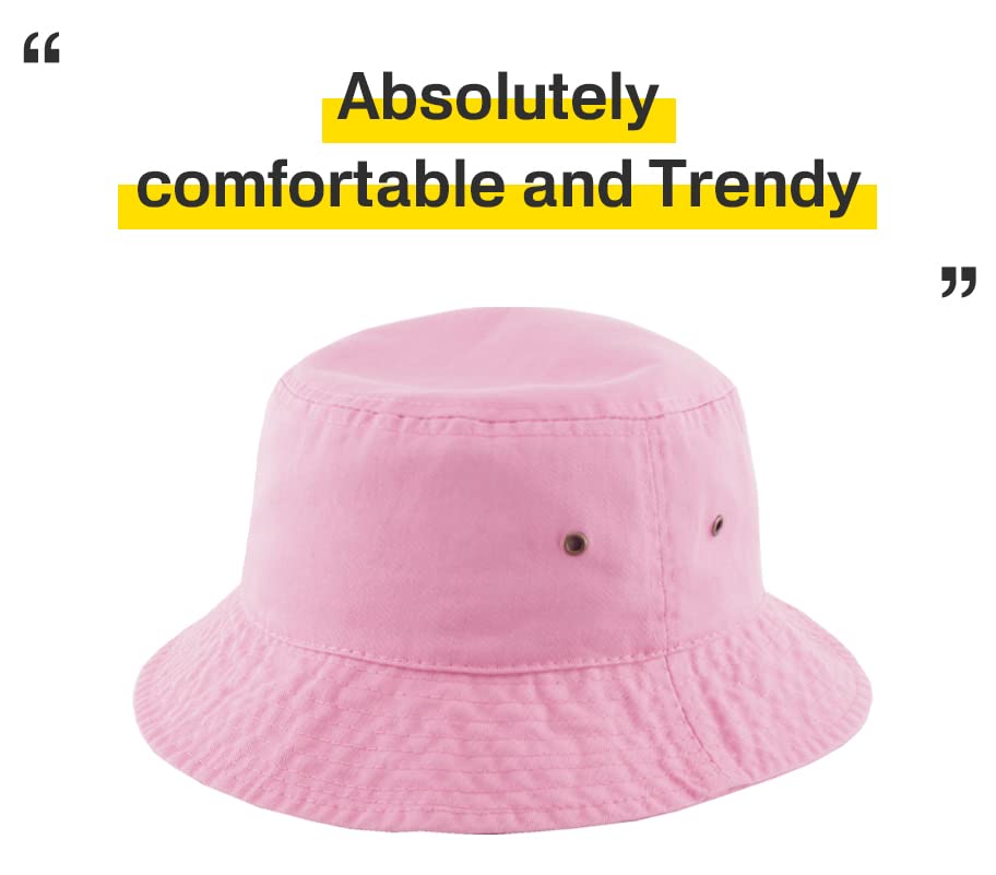 KBETHOS® 100% Cotton Washed Bucket Hat - color: Pink, size: Small-Medium