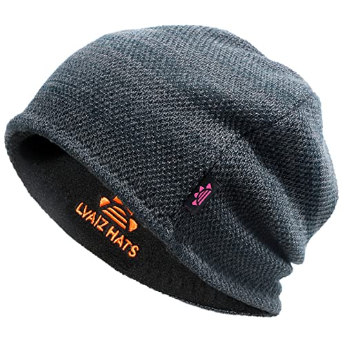 Lvaiz Winter Beanie for Men Women Warm Fleece Lined Reversible Skull Cap - color: Mixed Black