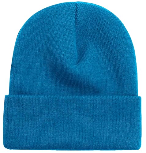 ZOORON Beanie for Men Women Warm Winter Hat Unisex Soft Knit Cuffed Beanie - color: Sea Blue