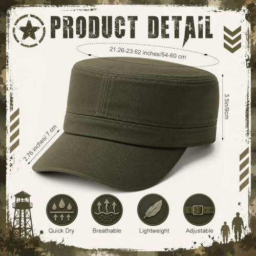 Eurzom 6 Pcs Cadet Cap Military Hat for Men Women Adjustable - color: Army Green