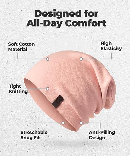 Warm Slouchy Beanie Hat - Deliciously Soft Daily Beanie in Fine Knit - color: Soft Pink