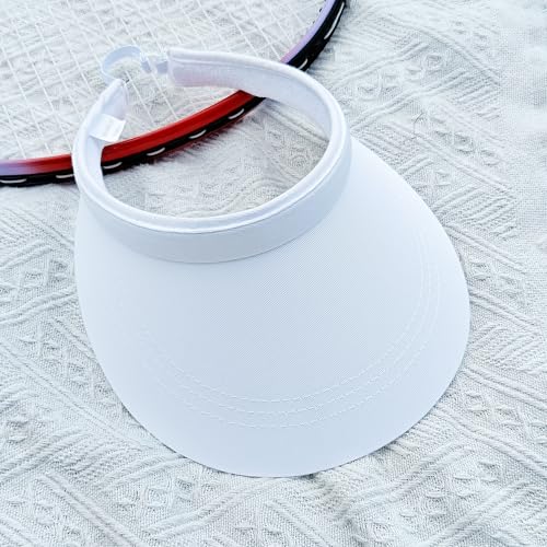 2 Pack Sun Visors Women Wide Brim Clip on Summer Hats Adjustable UV Protection - color: 2pcs,white