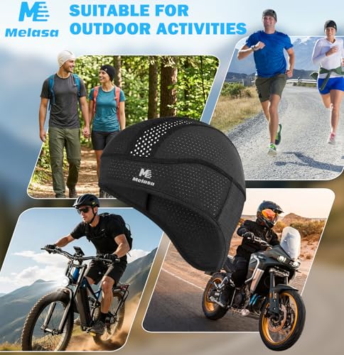 MELASA Cooling Skull Cap for Men Breathable Hard Hat Liner with Neck Shade - color: Black & Black