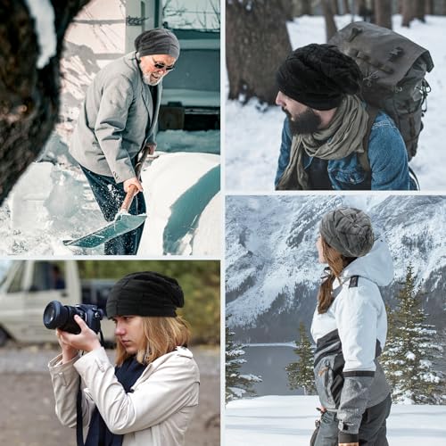 PFFY Beanie Hats for Men Women Winter Thick Warm Lined Beanies Skull Cap - color: （pure） Grey