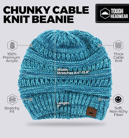 Tough Headwear Slouchy Beanie Hat - Itch-Free Winter Hats for Women - Stretchable Beanies for Women - Acrylic Winter Gear - color: Turquoise