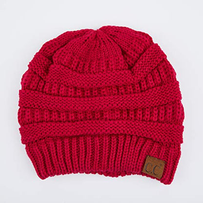 C.C Exclusives Cable Knit Beanie - Thick, Soft & Warm Chunky Beanie Hats - color: Hot Pink