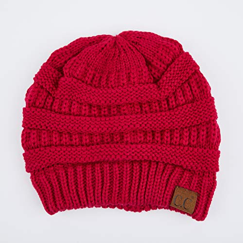 C.C Exclusives Cable Knit Beanie - Thick, Soft & Warm Chunky Beanie Hats - color: Hot Pink